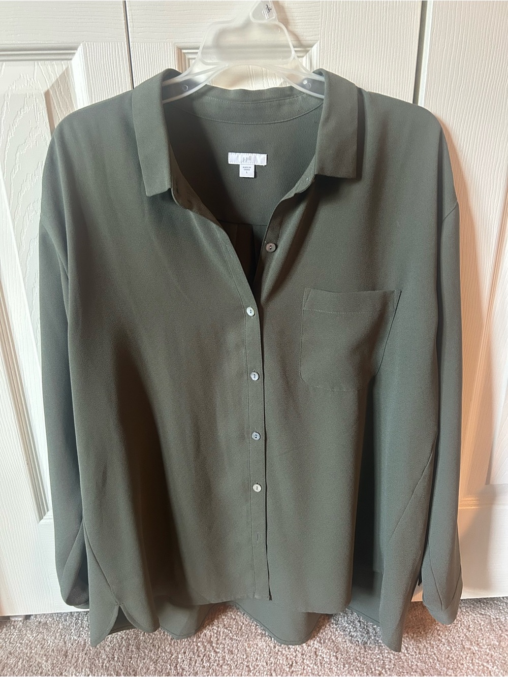 J Jill Olive Green Button-Front Blouse